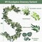 6Ft Eucalyptus Garland, Upgrade Bushy Artificial lvy Greenery Vines with Flower Gypsophila Willow Leaves for Home Wedding Party Table Runner Centerpiece Decor